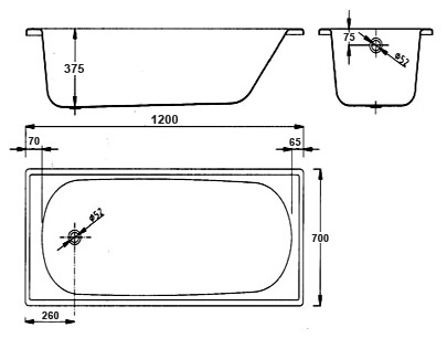 Ванна сталь эм. 1,2х0,7 BLB EUROPA +ножки