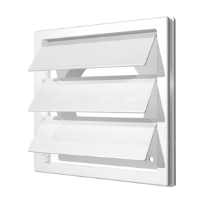 Решетка 2424К20Ф серый цвет.с гравитационными жалюзи 242х242 с фланцем D 200 (20)