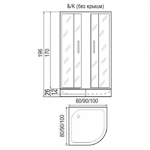 Ограждение душевое RIVER DON 90/24 MT с поддоном