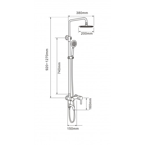 Душ.система MELANA нерж. с изливом полированная (1002P)