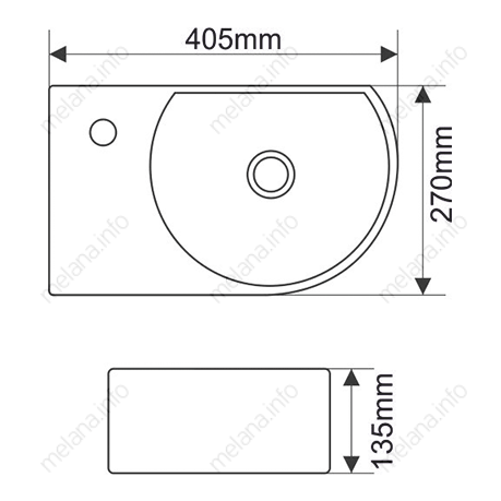 Умывальник фигурный 7954L MELANA