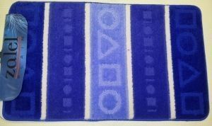 Коврик для ванной КЛАССИК полосы 55х90см синий 00298