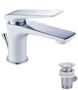 Смеситель д/умывальника "ALLEGRO" (5906СW) моно хром/белый LEMARK 