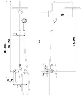 Душевая система "POSEIDON" (4260С) без излива LEMARK 