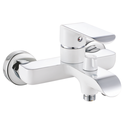 Смеситель д/ванны к/н  ROSE белый/хром R2102F