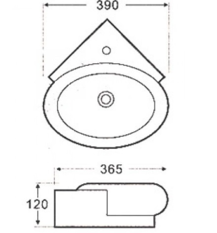 Умывальник фигурный Е604 угловой MELANA