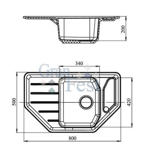 Кухонная мойка Granfest Corner GF-C800E