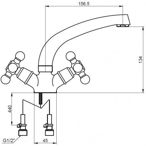 Смес д/раковины Kaiser Carlson Lux крест (11061)