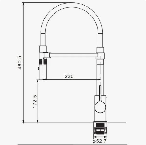 Смеситель д/кухни ROSE гибкий излив черный R133H