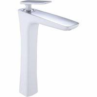 Смеситель д/раковины ROSE высокий белый/хром R1611F