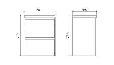 Комплект мебели 60 "KLAUFS-60" подвесная белая 2 ящикa VELVEX (ум.COMO-60)