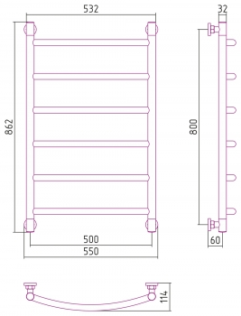 Полотенцесушитель Сунержа Галант 800х500 00-0100-8050