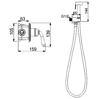 Смеситель с гиг. душ встраиваемый бронза ROSE R0205Q