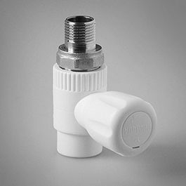 Кран шаровой для радиатора с амер. 20*1/2 (прямой) белый (1/60) ПРО АКВА (РА41008)