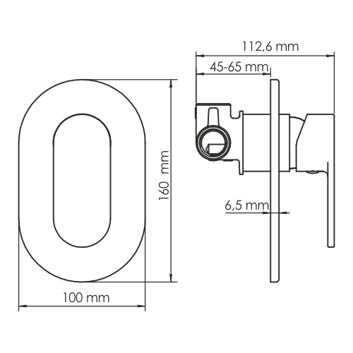 Смеситель д/душа "Elbe" (7451)  встройка 35мм черный  WasserKraft