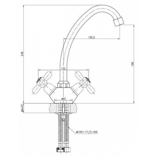 Смес д/кухни Kaiser Carlson крест (11022)
