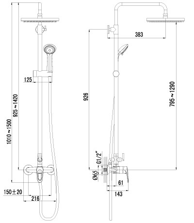 Душевая система "OMEGA" (3160С) без излива LEMARK