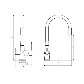 Смеситель д/кухни "AISAI" (AIS-1018) хром под фильтр с гибким изливом черный TOKITO (фитинг под фильтр выписывать дополнительно арт.46553)