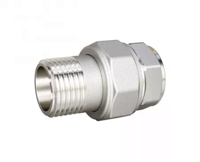 Американка  1 1/4" г/ш прямая латунь никель LD (8)