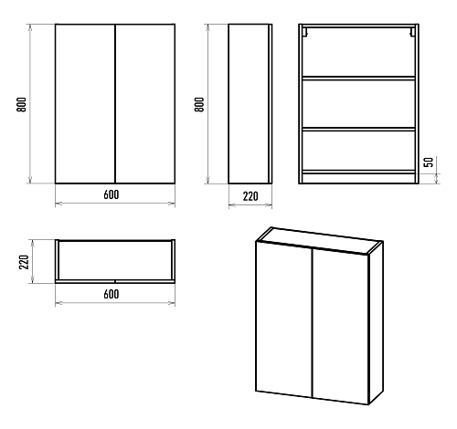 Шкаф подвесной 60 Поло универсальный дуб/антрацит  MISTY 