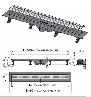   850mm ""  AlcaPlast (APZ8-850M)