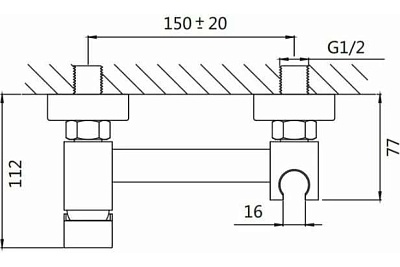Смеситель с гиг. душ настенный хром SHEVANIK S137