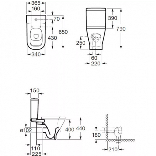 Унитаз-комп ROCA "GAP" сидение м/лифт безободковый