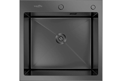 Мойка нерж врезная TOKITO 50х50 (3,0х1.2 220) ГРАФИТ с отверстием (сифон+корзина+дозатор) TOK-OKA-5050-GF
