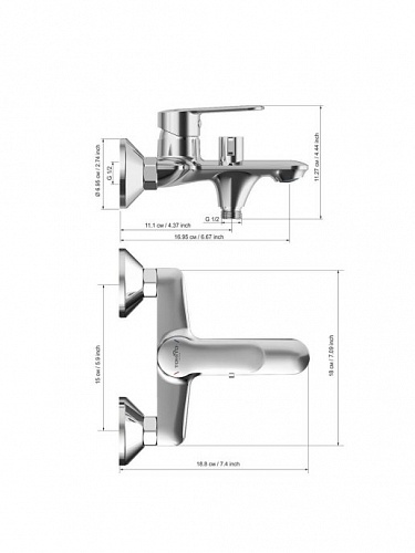 Смеситель д/ванны "Kanda" (KAN-1014) короткий излив TOKITO