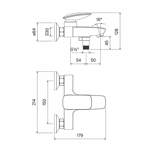 Смеситель для ванны, Stone, IDDIS, STOSB00i02WA
