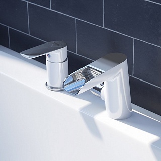 Смеситель на борт ванны на 3 отверстия с керамическим дивертором, каскадный излив, Cloud, IDDIS, CLOSB3Ki07