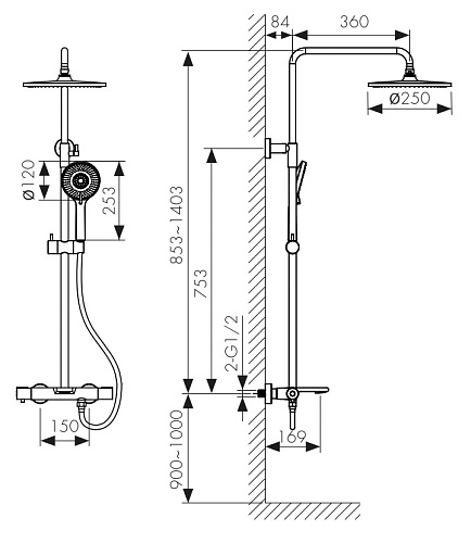 Душ. система KAISER Serio с термостатом (05382)