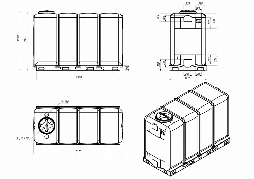 Емкость KR 4000л в обрешетке