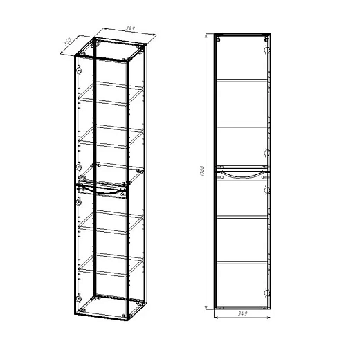 Пенал подвесной "Mia" левый бетон Vincea  VSC-2M170BT-L