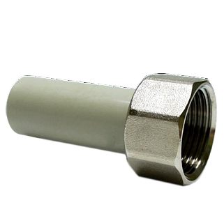 Патрубок пер. пласт. с нак. гайк.20х1/2" серый (150) ФД-plast