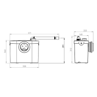 Насос-измельчитель SANIBROYEUR 1унитаз 4м?100м ? 0,4кВт SFA