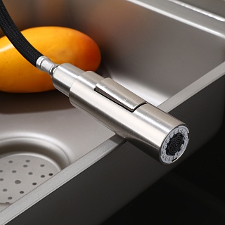 Смеситель д/кухни "AISAI" (AIS-1025SS) нерж, с вытяжным  изливом  TOKITO 