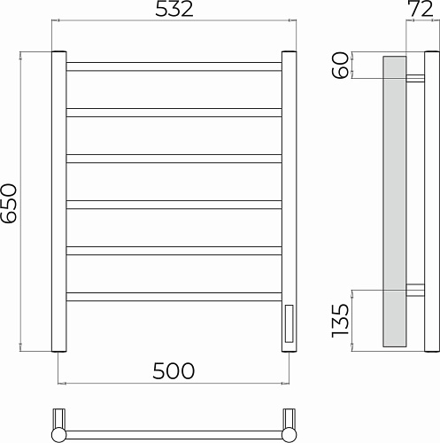 Полотенцесушитель "Аврора" 500х650 П6 электро TERMINUS 