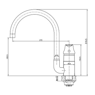 Смес д/кухни Kaiser Nova ф40 боковой черный (23044-9) 
