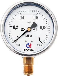 Манометр  0...40 bar (0...4,0МРа), ТМ-320Р.00 (63мм, G 1/4, кл. точ.1,5) (с глицерином) (РОСМА) (5080)