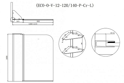 ДУШЕВАЯ ШТОРКА НА ВАННУ CEZARES ECO-V-12 120/140-P-Cr-L