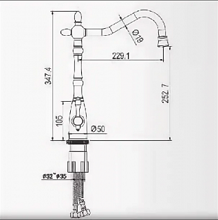 Смеситель д/кухни ROSE под фильтр бронза R158Q