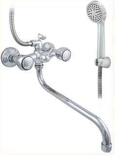 Смеситель д/ванны двухручк.ЦС-СМ 600/5.1-4 кер.L-300 круглый излив (СМ504032) 