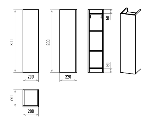 Шкаф подвесной 20 Поло универсальный дуб/антрацит  MISTY 