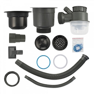 Мойка нерж врезная  FABIA PROFI 50х50 (3,0х1,0 220) ГРАФИТ ДИЗАЙН с отверстием (сифон+корзина+коврик) 505033G