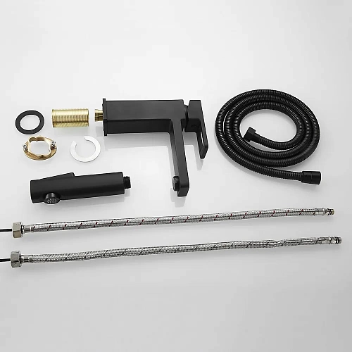 Смеситель д/раковины с гиг.душем SHEVANIK черный S8271H