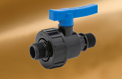 Кран шаровый компрессионный разъёмный     ПНД 1/2*1/2" (НР/НР) ТПК АКВА (10/60)