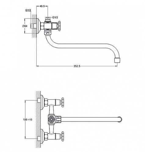 Смеситель д/ванны Solone (JIK7-A102-A) кер.