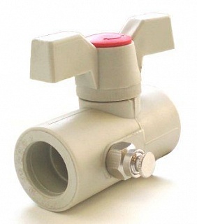 Кран шаровой 25 с выпускным клапаном серый (50) ФД-plast