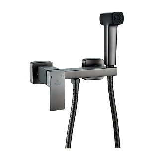 Смеситель с гиг. душ настенный оружейная сталь ROSE R1505T-1